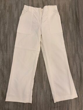 Uterque Cream Wide-Leg High-Rise Pants